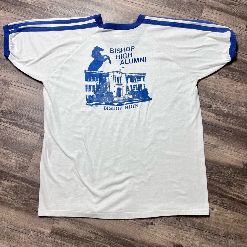 Vintage 1983 Bantam Bishop Union High Broncos Baseball Shirt Sz XL Velvet Print